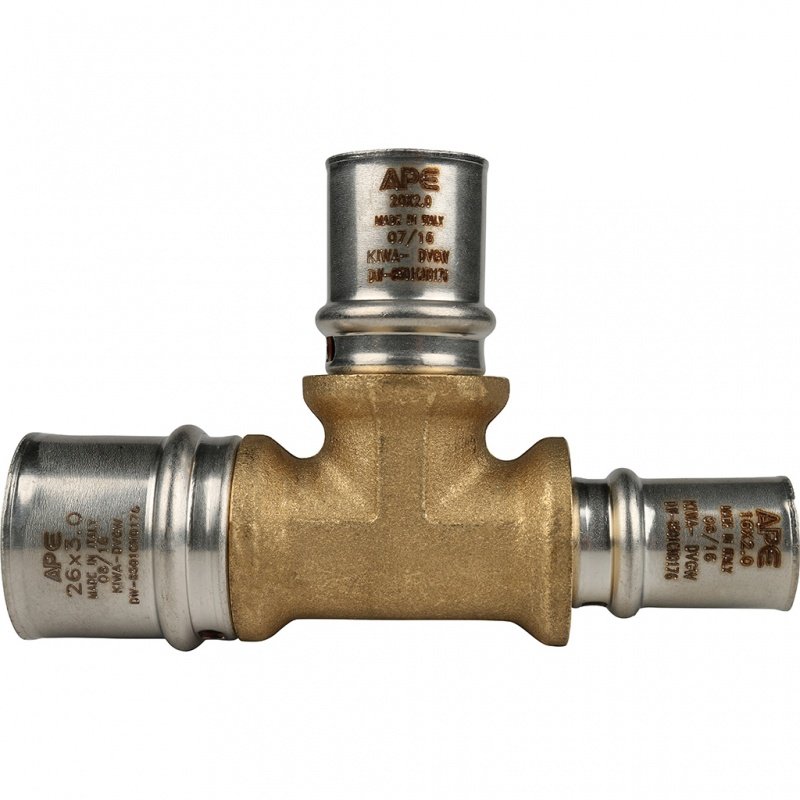 Тройник переходной под пресс 26 x 20 x 16 STOUT для МП труб