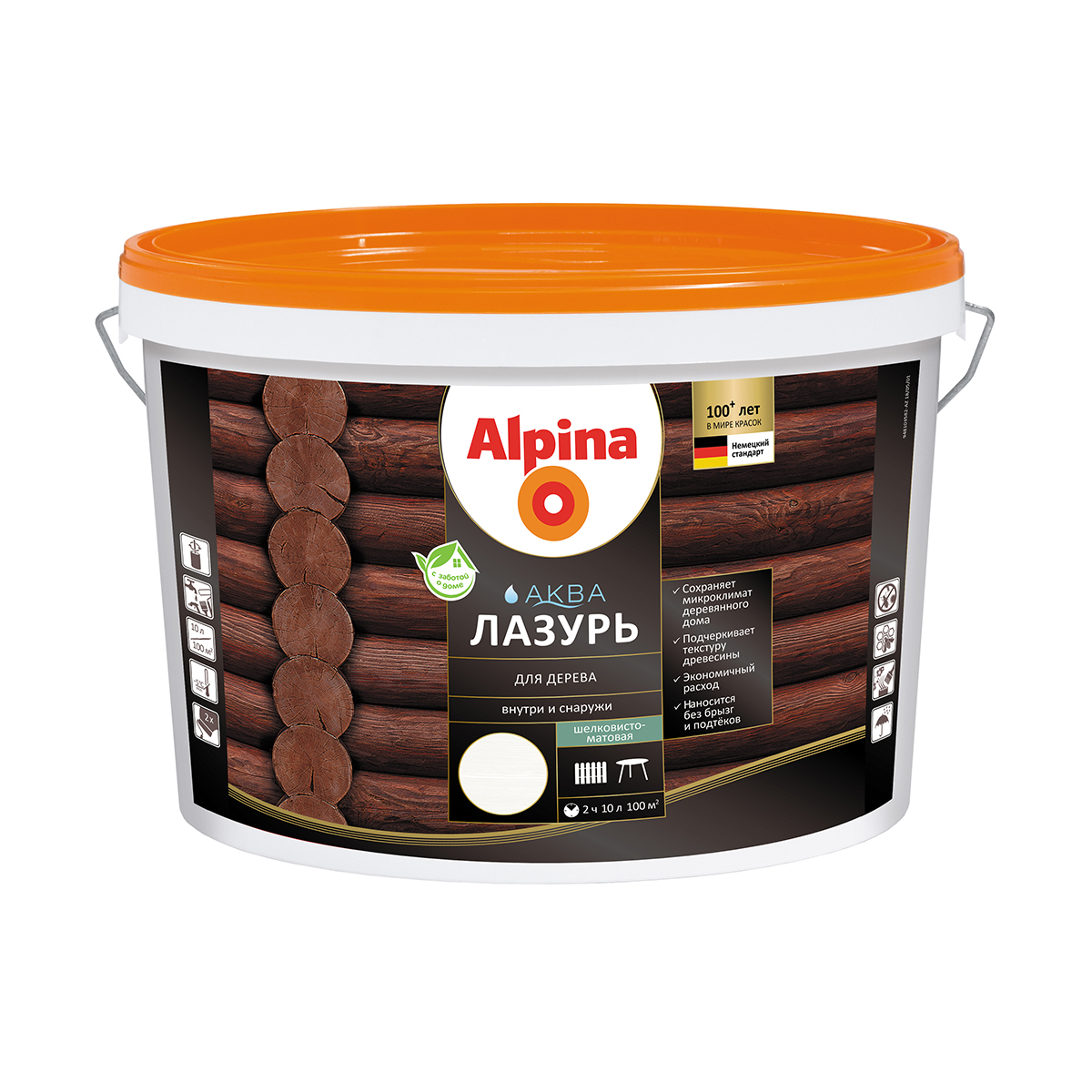 Лазурь деревозащитная "аква" белая 10 л (1) "alpina"