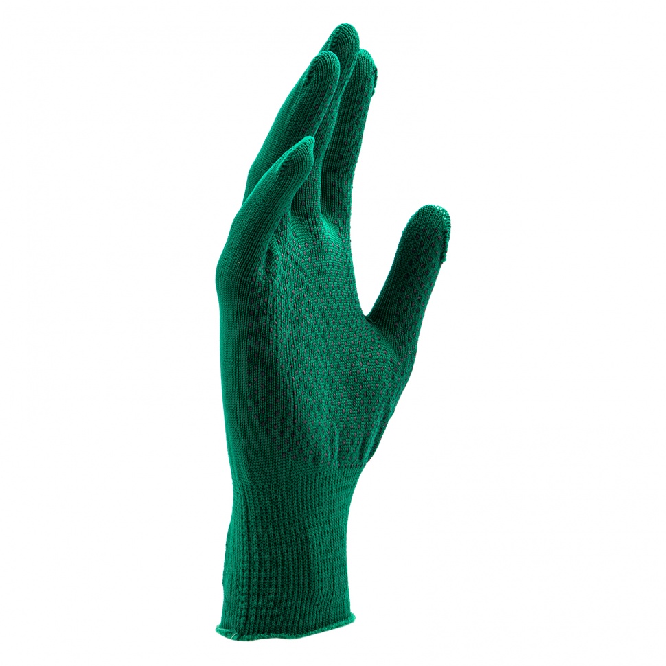Перчатки Нейлон, ПВХ точка, 13 класс, цвет изумрудный, L (67828)