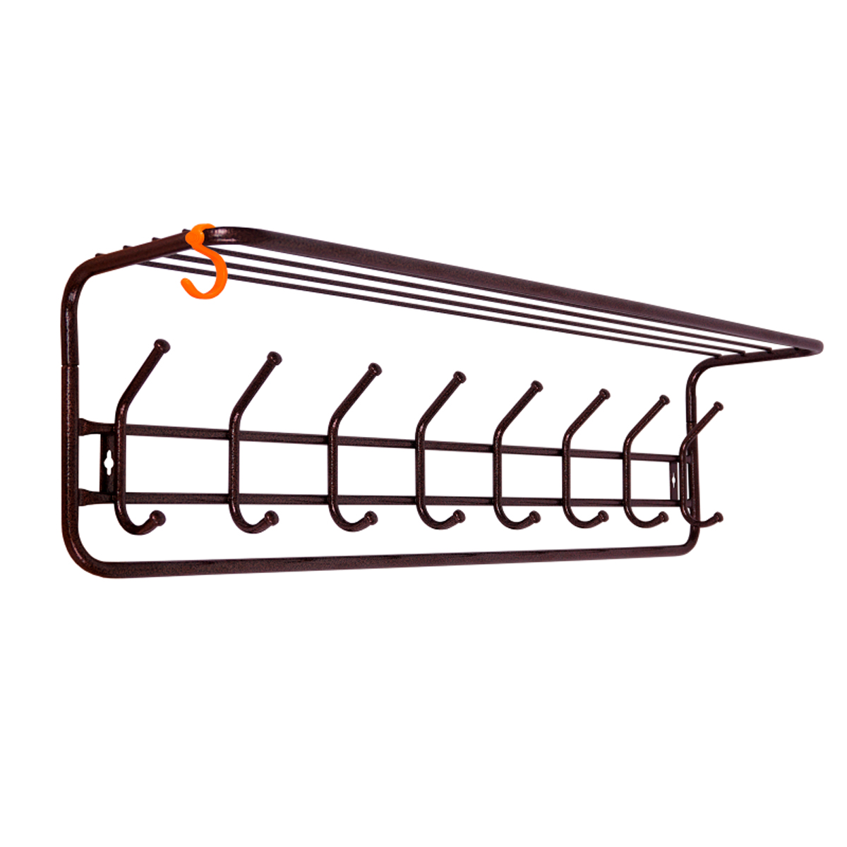 Вешалка настенная с полкой (8 крючков) 975*220*265 мм  медный антик (1/2) всп 169 м