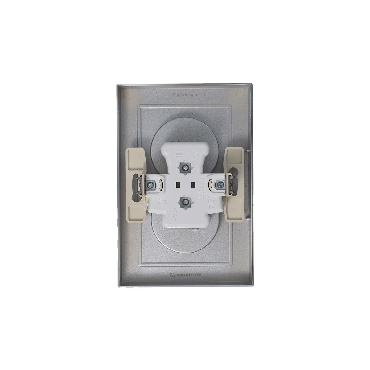 Розетка "atlasdesign" 2-х местн. 16а, алюминий (1/6/36) "schneider"