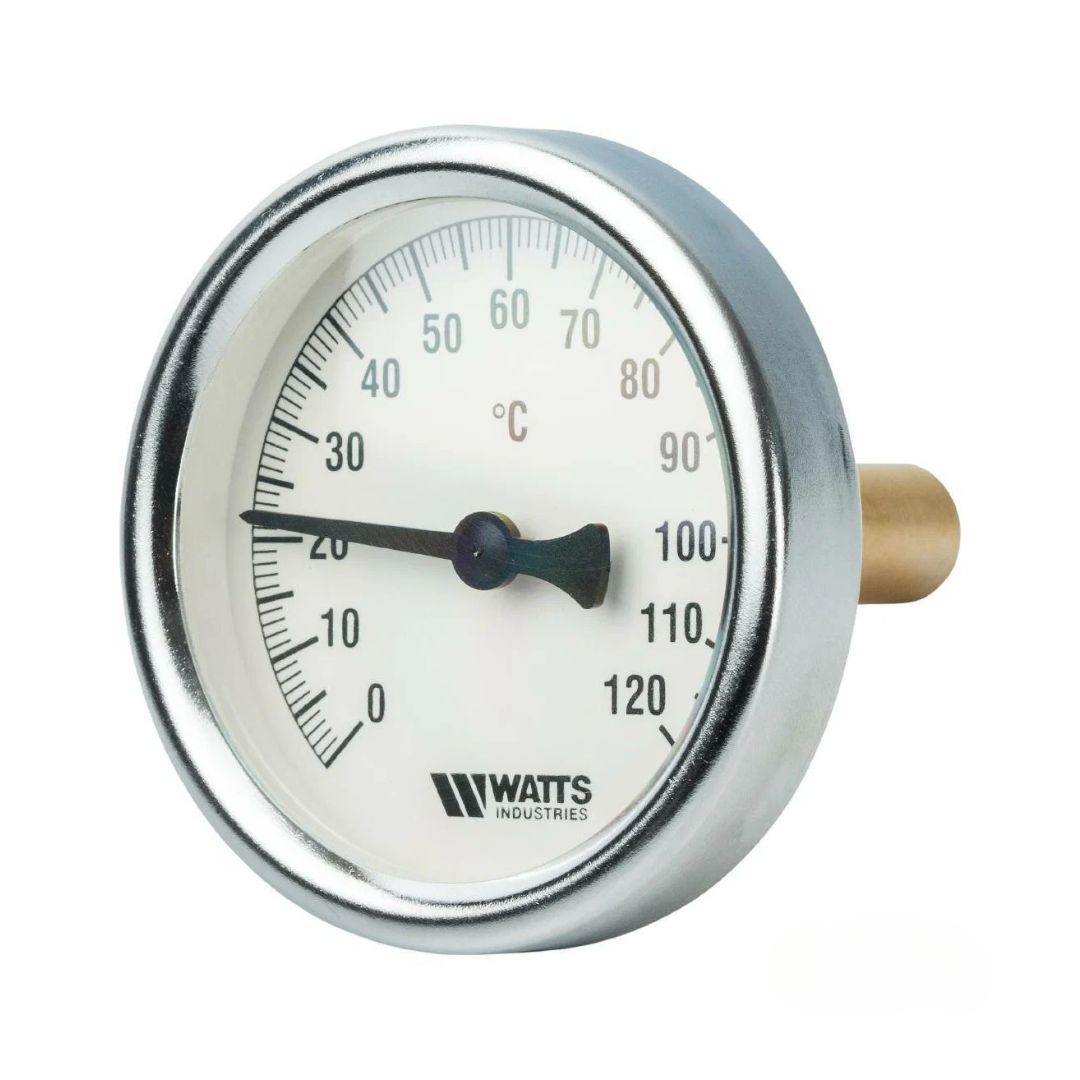 Термометр биметаллический F+R801 63 мм 120° WATTS с погружной гильзой 50 мм