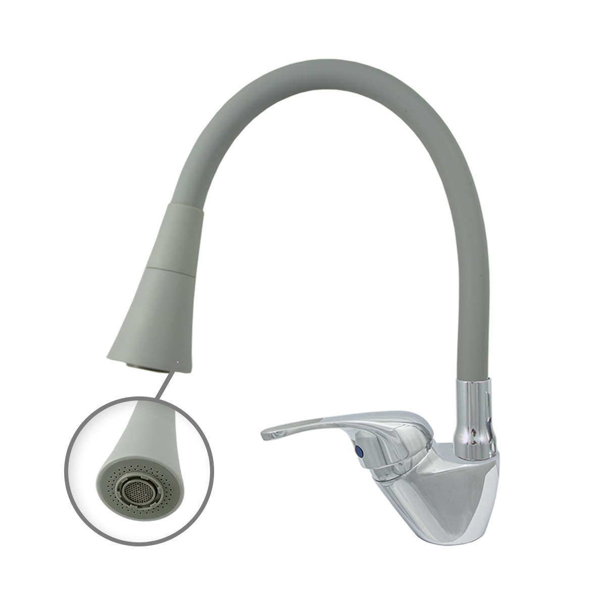 Смеситель для кухни "престиж" цс-см 27/2г d35 м42 bell гибкий силикон. излив (серый) (1/10)