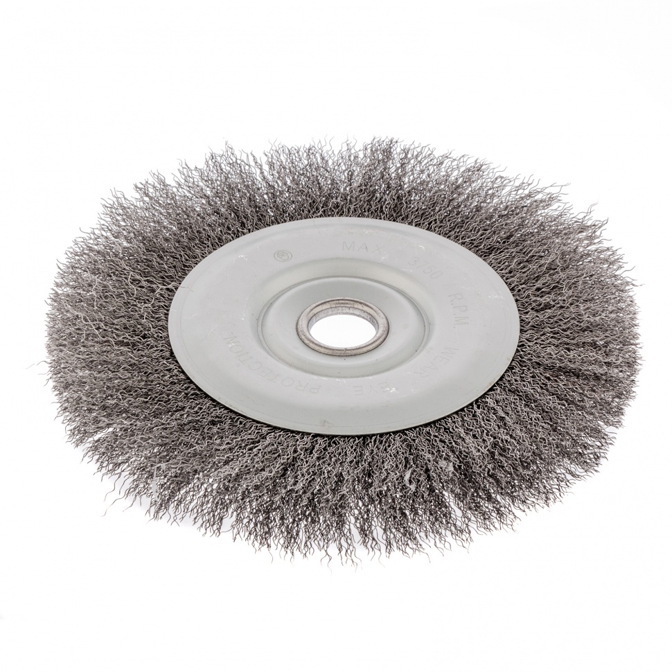 Щетка для УШМ, 200 мм, посадка 22.2 мм, плоская, витая проволока 0.3 мм Сибртех (746687)