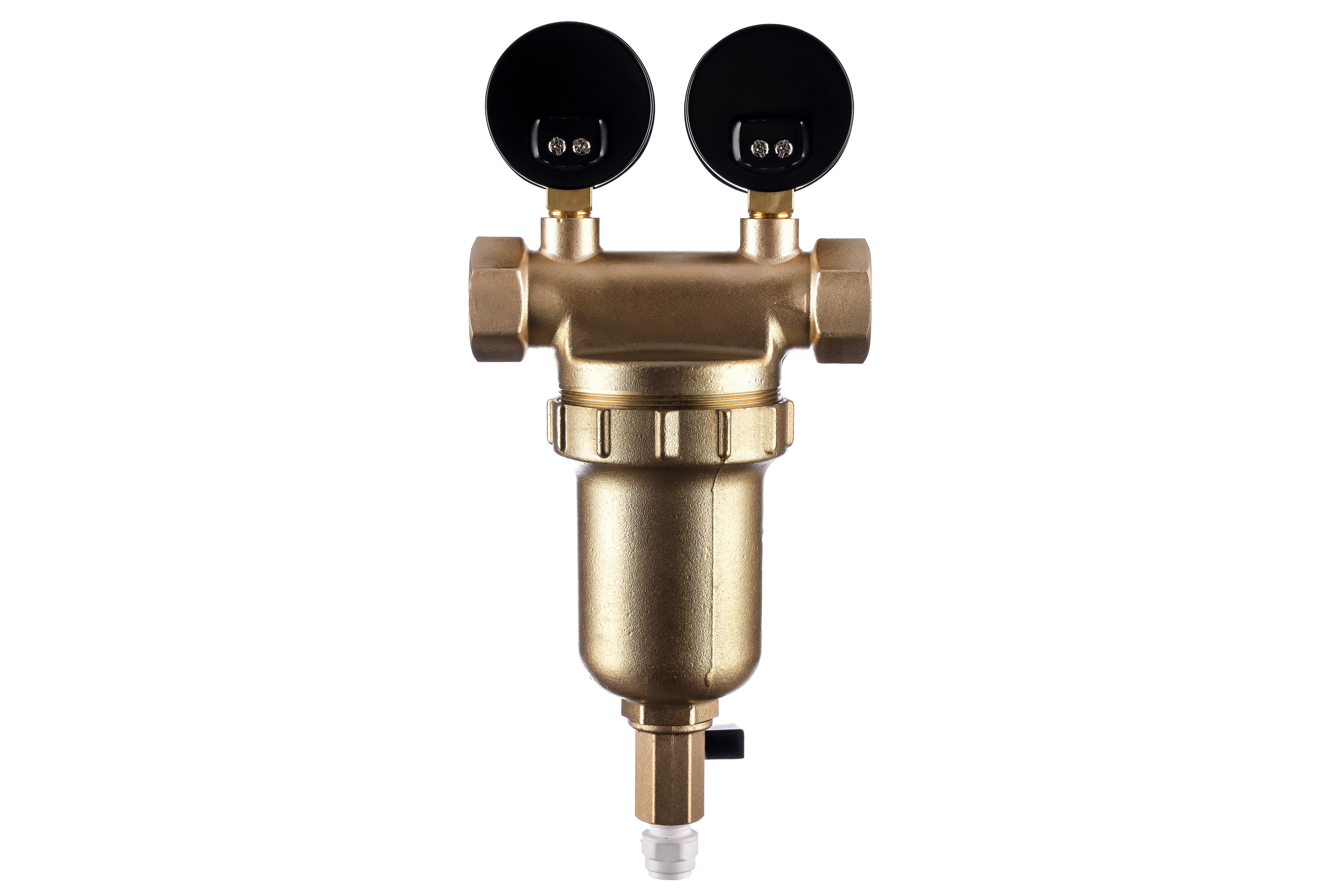 Фильтр магистральный промывной Гейзер Бастион 3/4 для ГВС с двумя манометрами