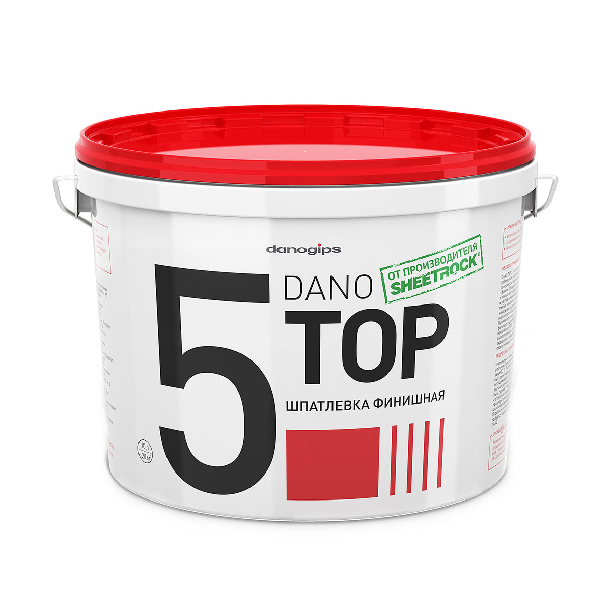 Шпатлевка финишная полимерная "danogips тор 5" 10 л/ 16,5 кг (1/44)