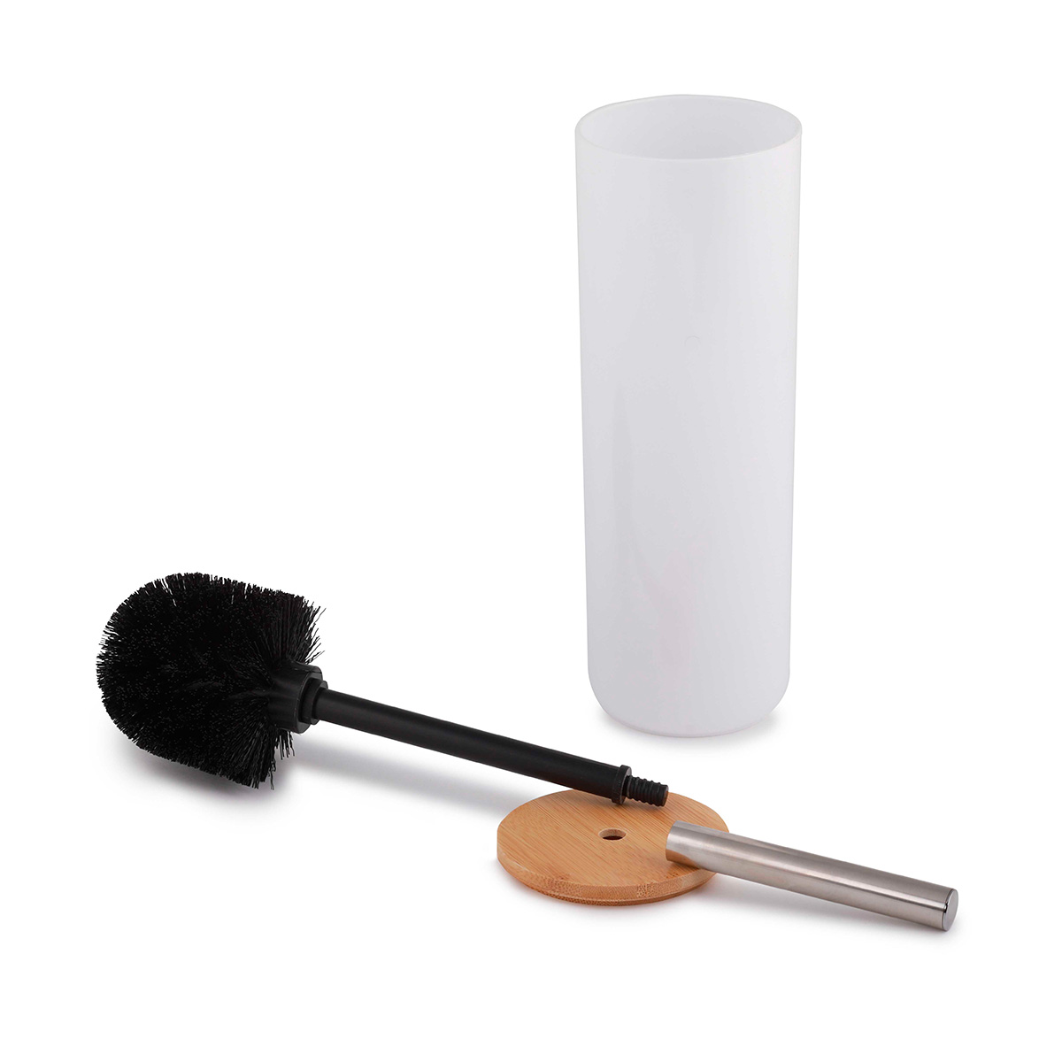 Туалетный набор "бамбук" ерш с высокой подставкой (белый) (1/20) "альтернатива" м8064