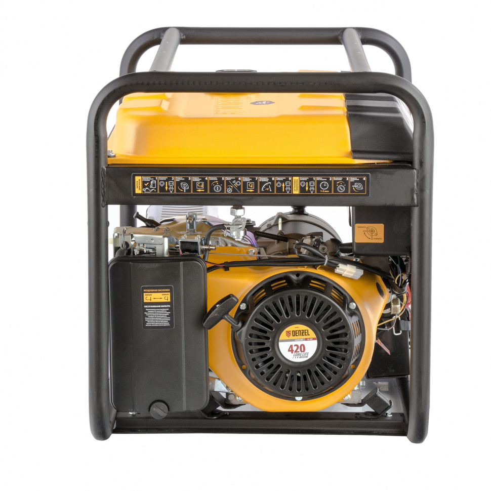 Генератор бензиновый PS 70 EA, 7.0 кВт, 230 В, 25 л, коннектор автоматики, электростартер Denzel (946894)