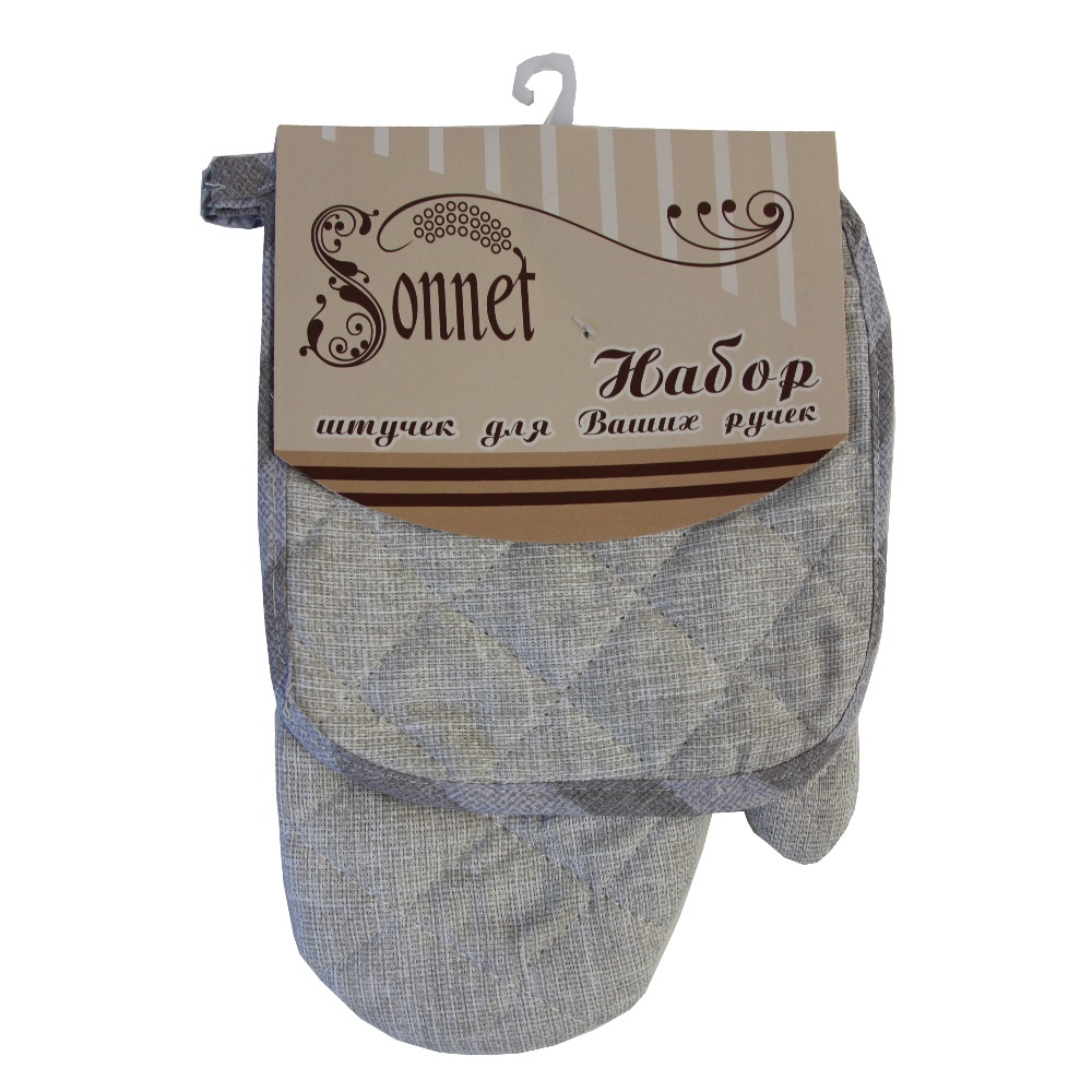 Прихватка с рукавицей рогожка, лён (1/40) "sonnet"
