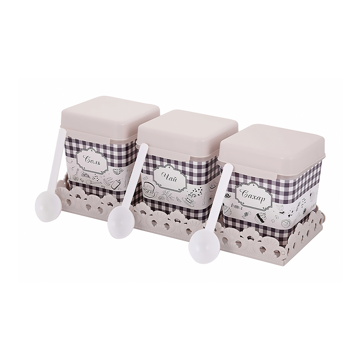 Набор емкостей "плетенка"  1,2 л (чай,сахар,соль) на подставке (1/9) "альтернатива" м4726