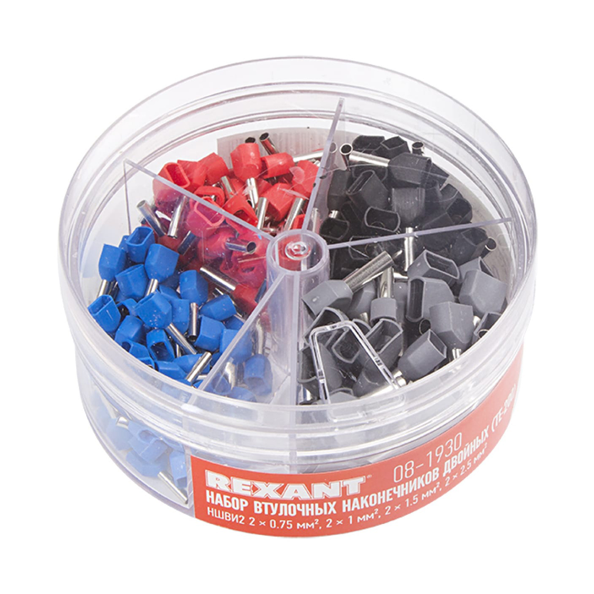 Наконечники втулочные двойные тe-200 набор 200 шт. (1/80) "rexant" 08-1930