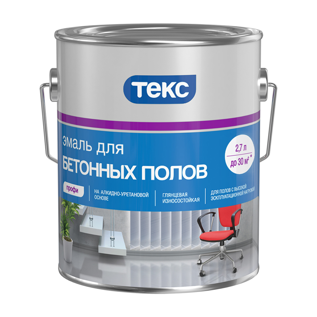 Эмаль "профи" для бетонных полов желто-коричневая 2,7 л (1/6) текс