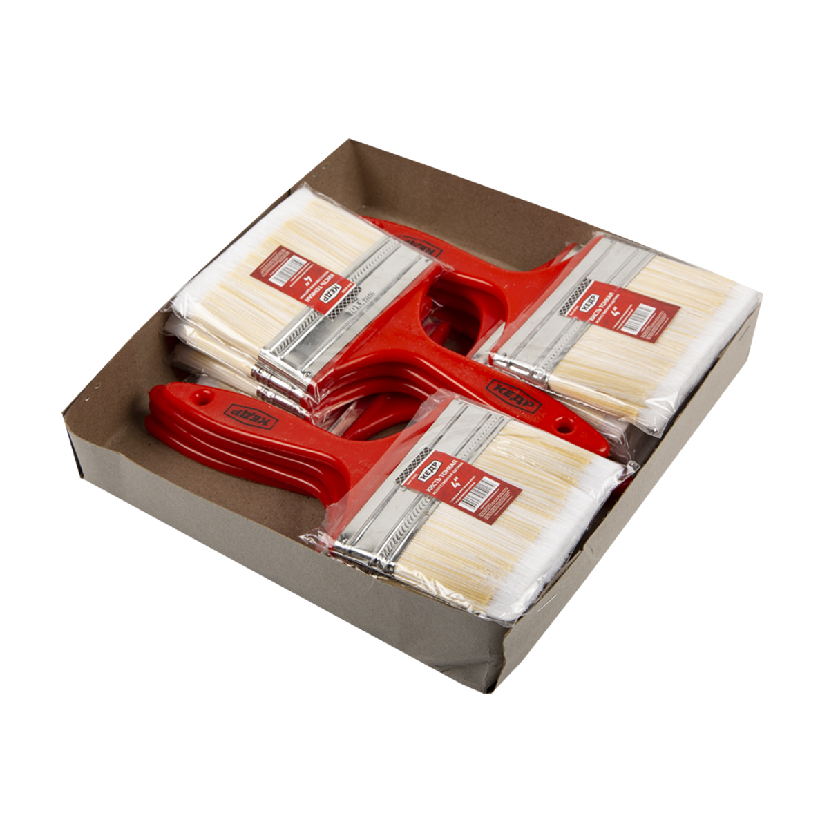 Кисть плоская тонкая искуств.щетина  №4 /100 мм (12/240) пласт.ручка "кедр"  047-0740