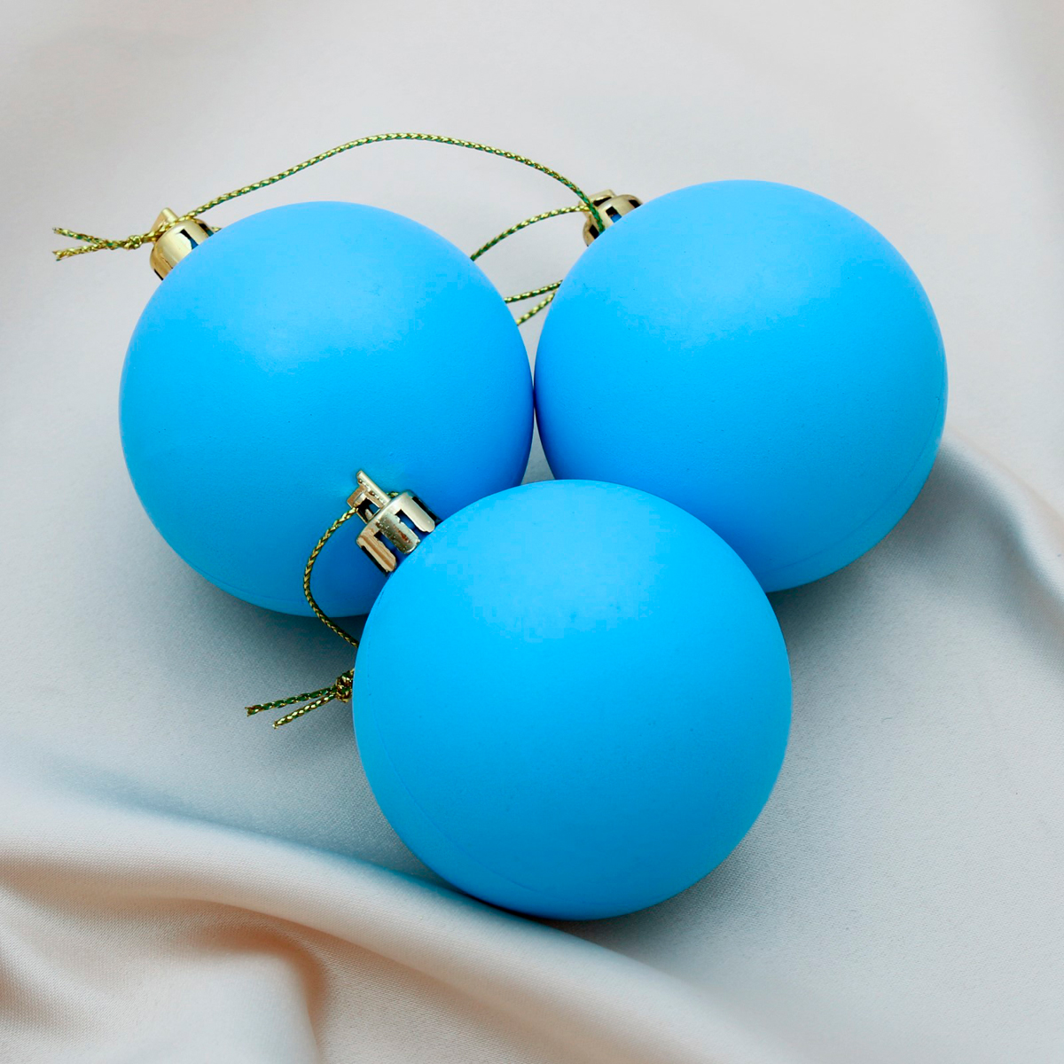 Шары новогодние d-5,5 см (набор 3 шт.) матовый голубой "зимнее волшебство" 4298871