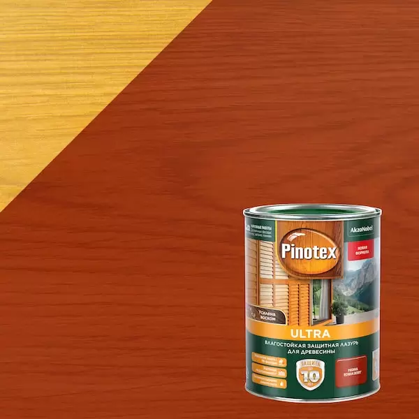 PINOTEX ULTRA лазурь защитная влагостойкая для защиты древесины до 10 лет, рябина (1л)