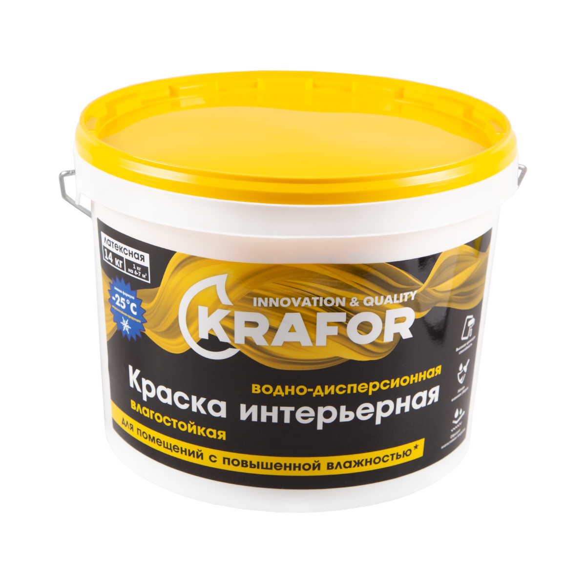 Краска в/д латексная  интер. влагостойкая 14 кг (1) "krafor"    (желт.)