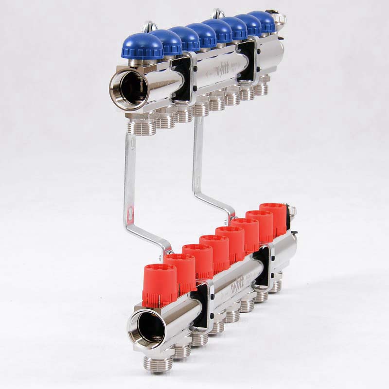 Колл. группа UNI-FITT 1"x3/4" ЕК 8 выходов с регулировочными и термостатическими вентилями