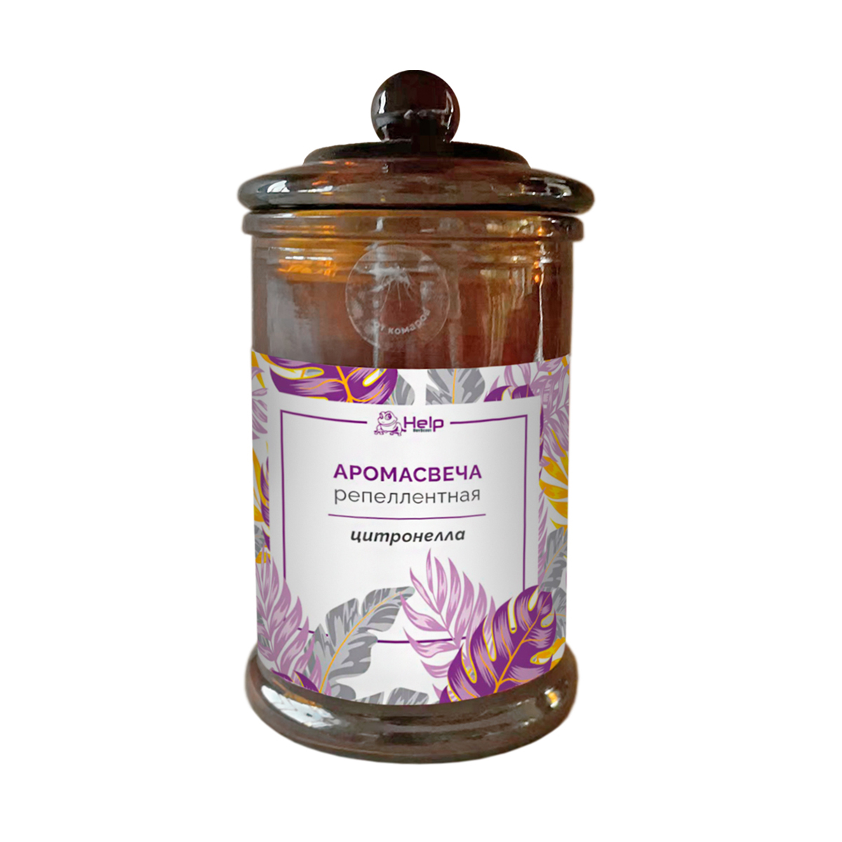 Свеча уличная от комаров в стекл. банке 350 мл (1/6) "help" 80447
