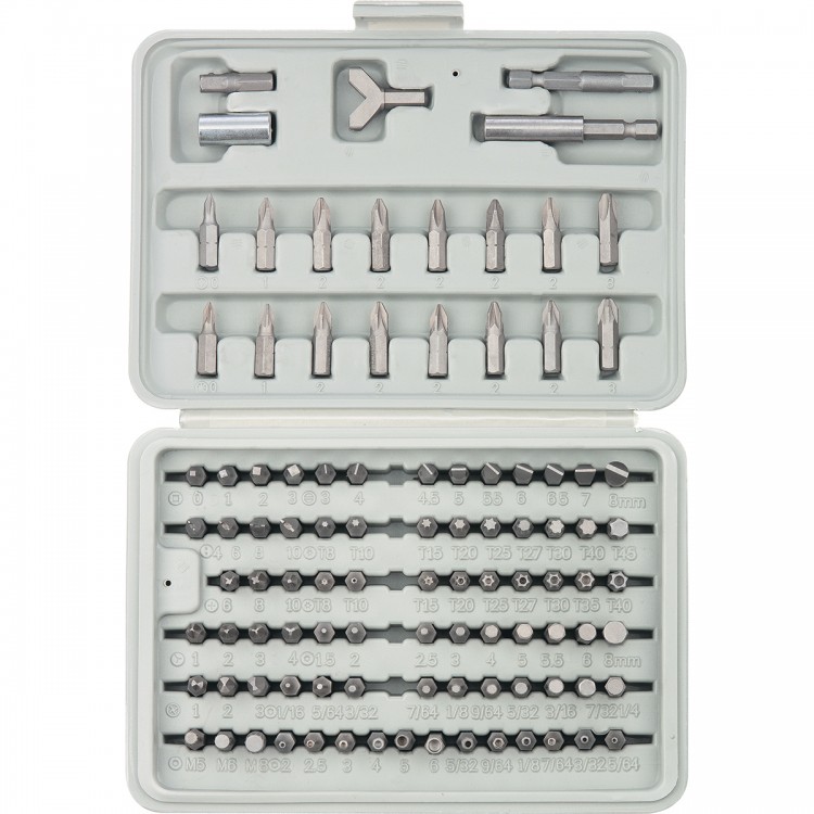 Набор бит, адаптеры для бит, CrV, 100 предметов, пластиковый кейс Sparta (113975)