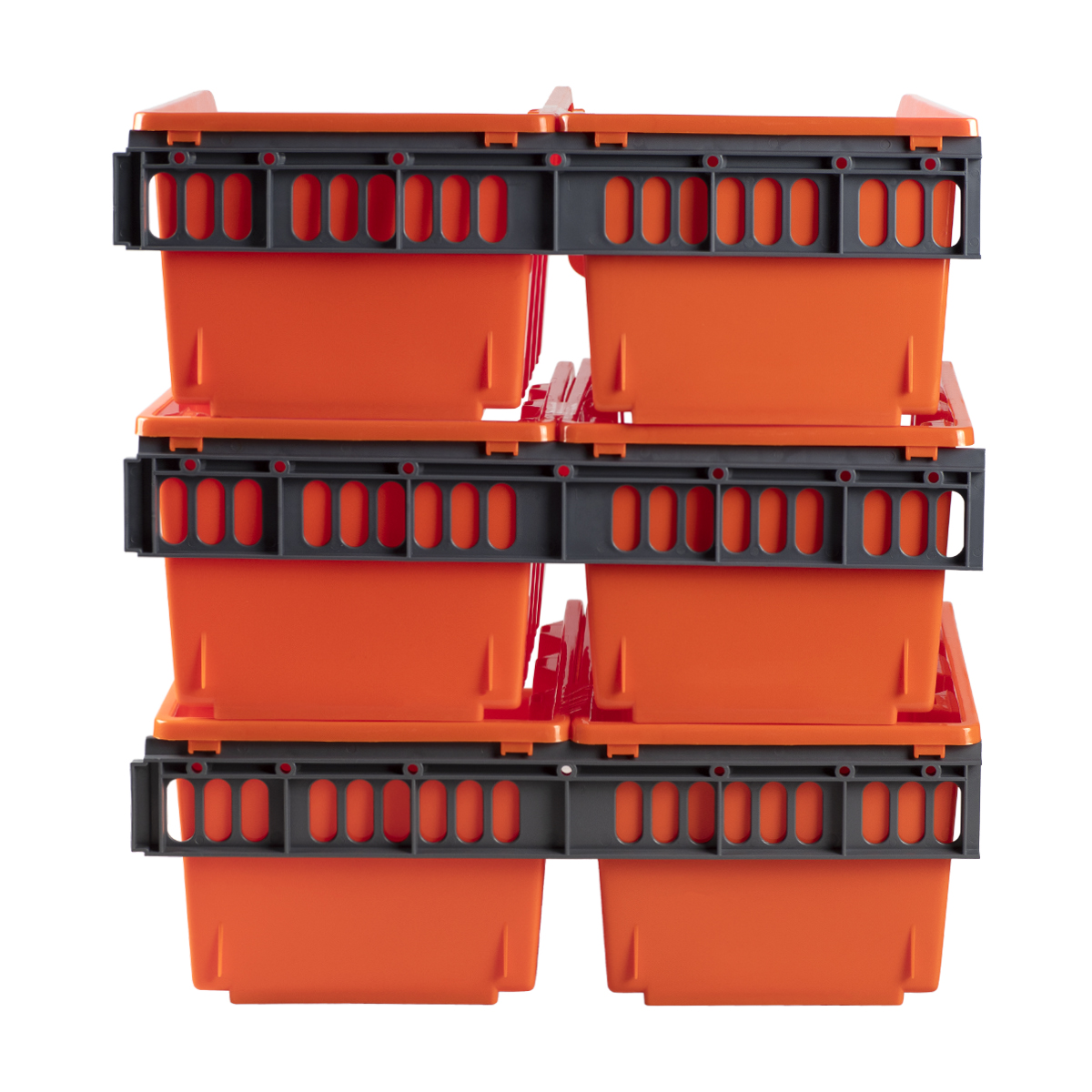 Набор лотков для метизов (средние, 6 шт. с планкой), оранжев. (1/6) "blocker"  br3753ор