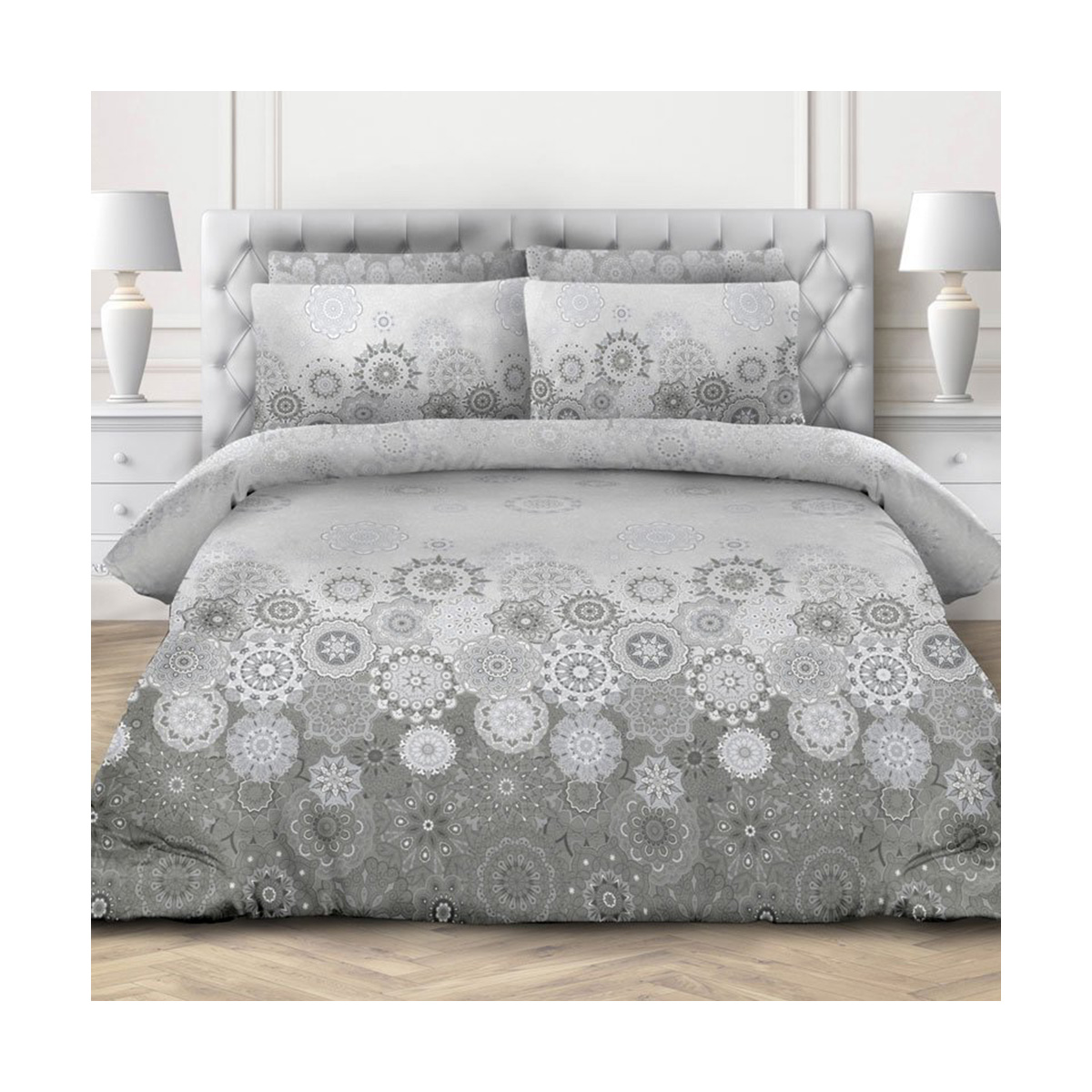 Постельное белье "лён в хлопке" льняное кружево евро (1/4) "sonnet"