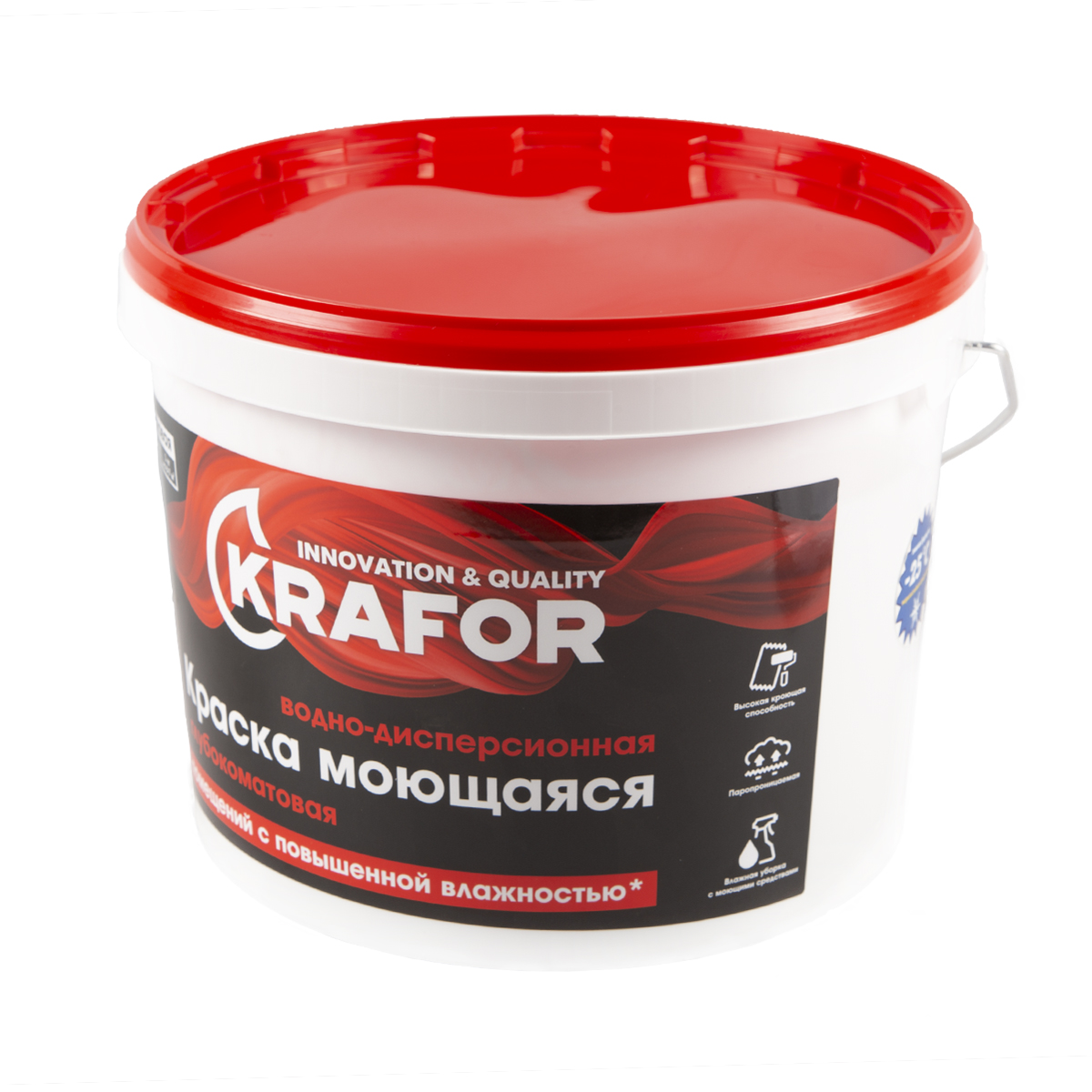 Краска в/д интер. глубокоматов. моющаяся 14 кг (1) "krafor"   (красн.)