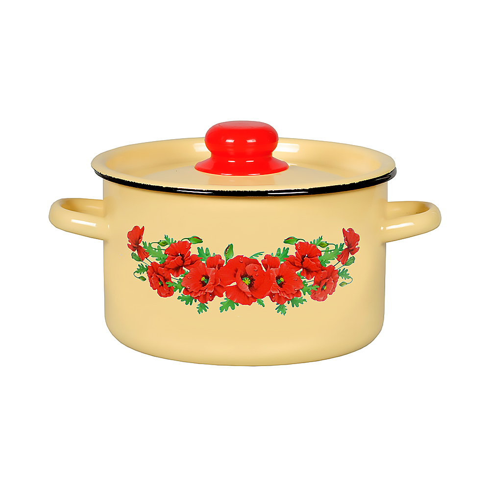 Кастрюля эмалиров. с крышкой декор. 2,9 л (1/6) "стальэмаль"  1с16с/1