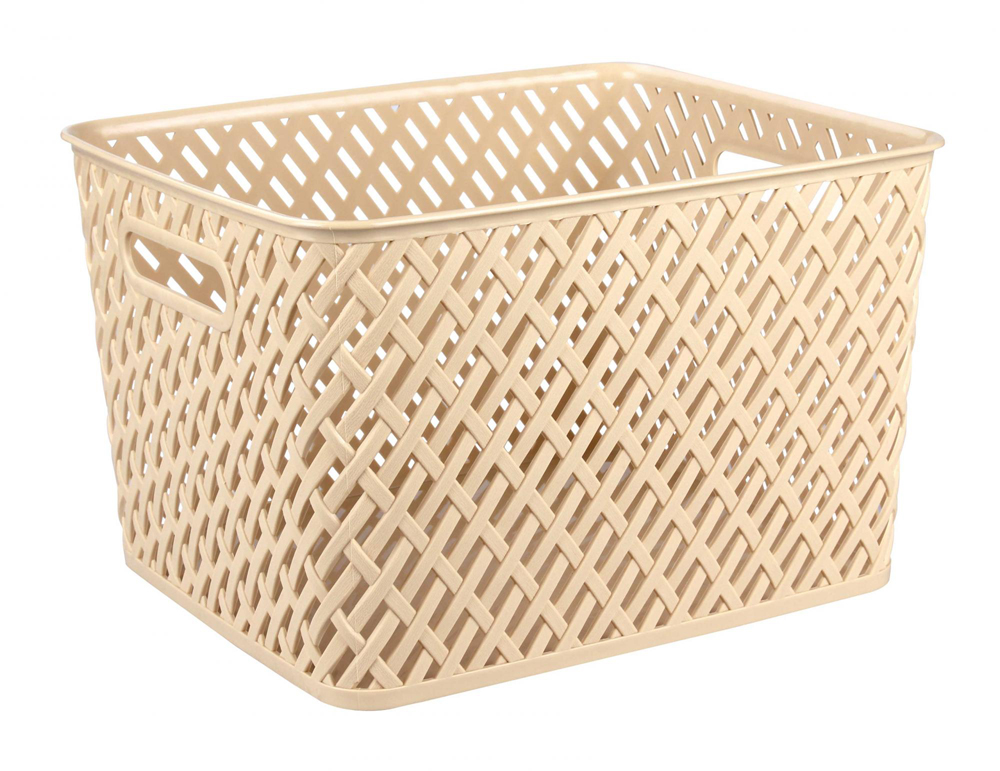 Корзина для хранения "плетенка" 35*29*22,5 см (бежевая) (1/8)  "альтернатива" м3489