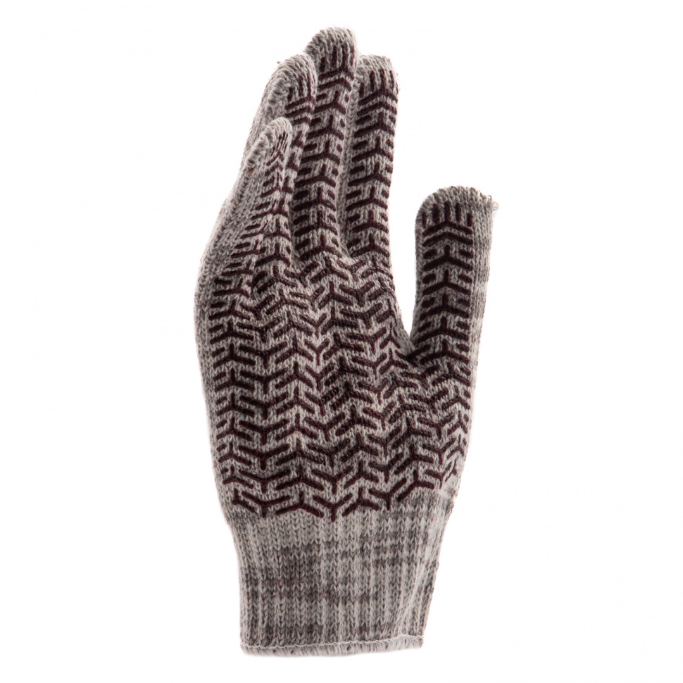 Перчатки трикотажные усиленные, гелевое ПВХ-покрытие, 7 класс, бело-серый меланж Сибртех (68182)