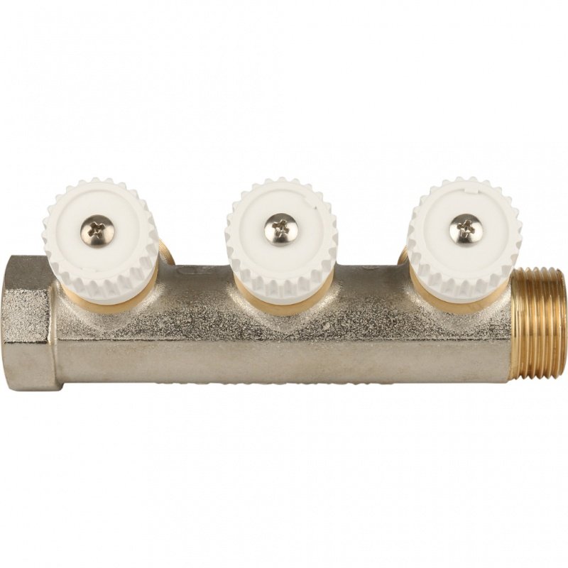 Коллектор 3/4" STOUT с вентилями на 3 выхода 3/4"ЕК