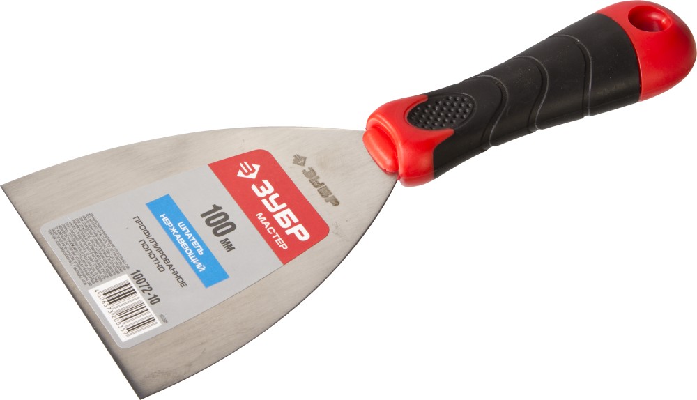 ЗУБР 100 мм, профилированное полотно, двухкомпонентная ручка, нержавеющий, шпатель (10072-10)