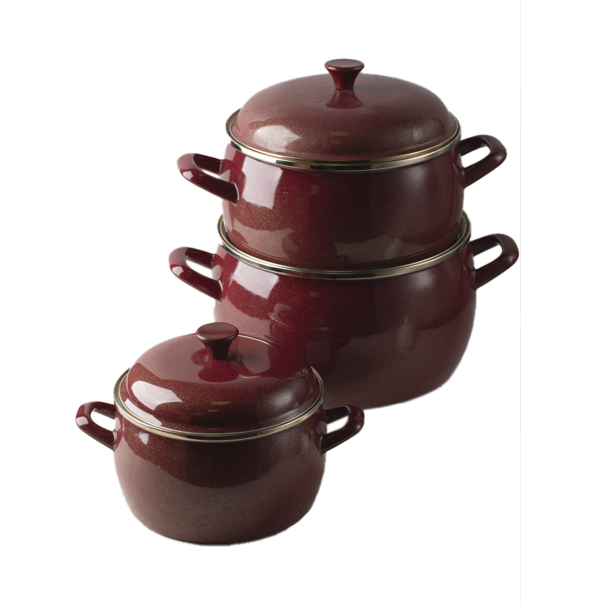 Набор кастрюль эмалиров. "бордо" (2,4 + 3,3 + 5,7 л) (1) "metrot"