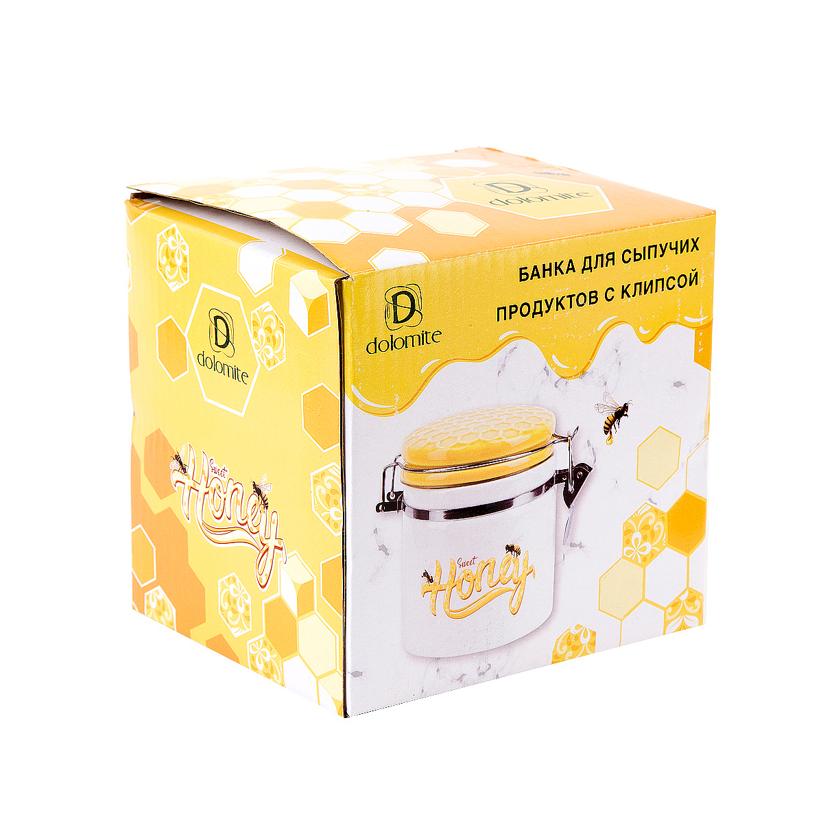 Банка для сыпучих продуктов с клипсой "honey" 14,5*10*12 см, 480 мл (1/24) "dolomite" l2520970