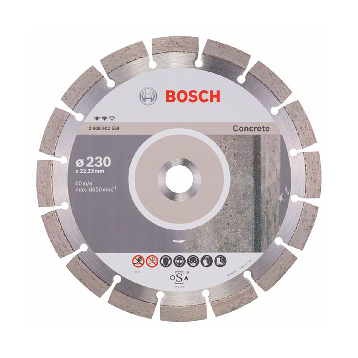 Круг отрезной алмазный по бетону 230 х 2,4 х 22,2 мм (1) "bosch" 2608602559