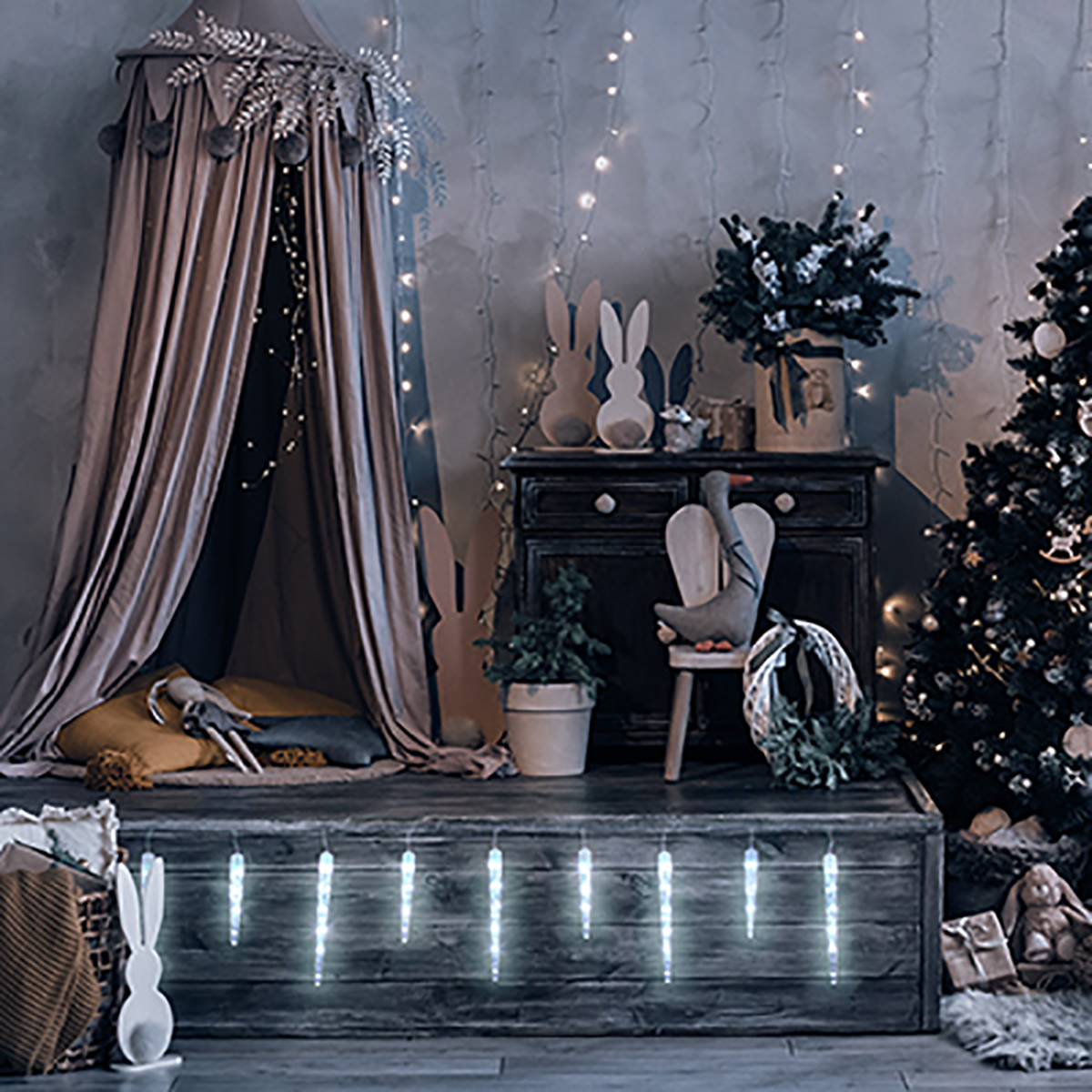 Электрогирлянда "сосульки" 2,1 м, 32 холодные лампы, 8 реж. (1/20) "vegas"