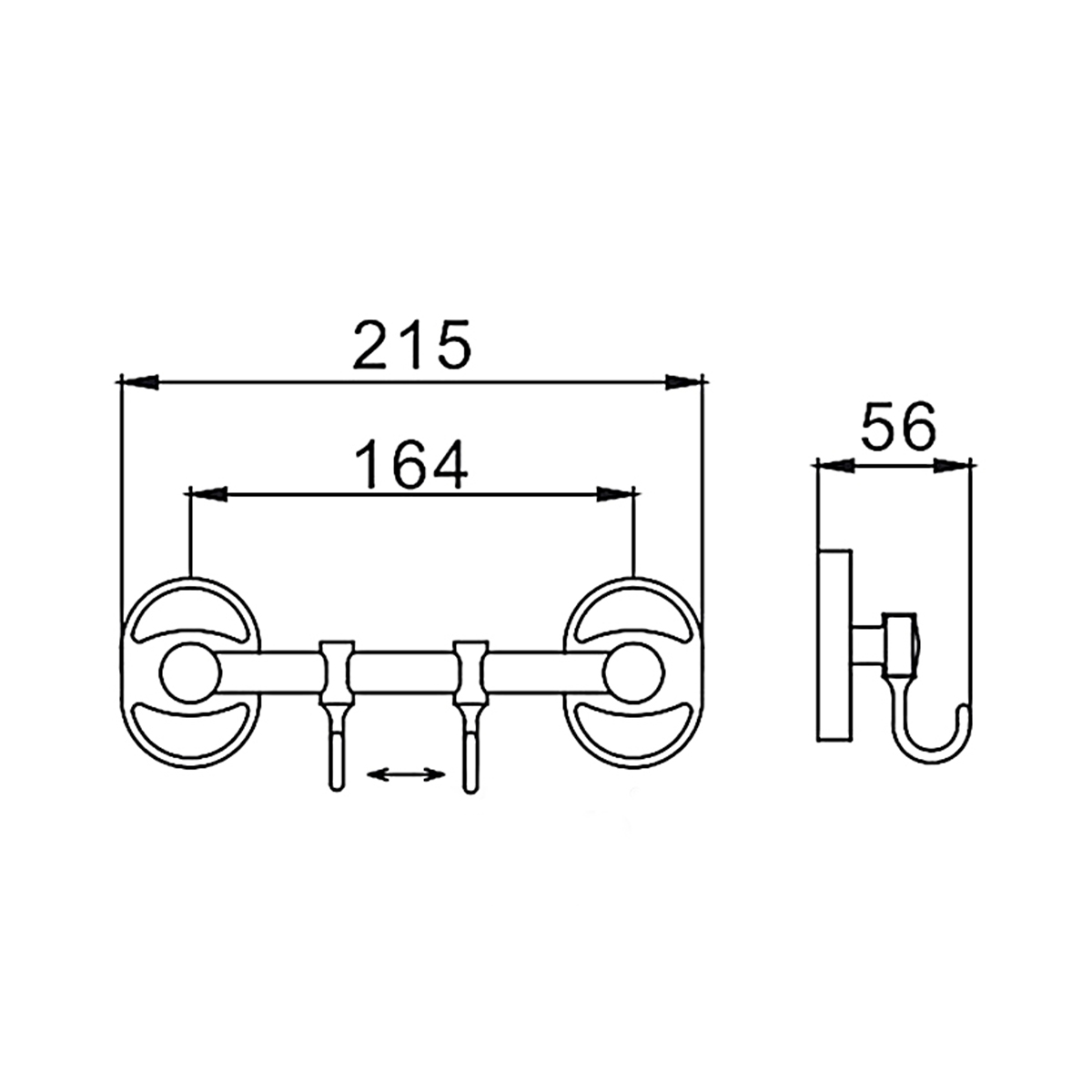 Крючок-вешалка на планке (2 крючка) f1915-2, хром (1/20/40) "frap"