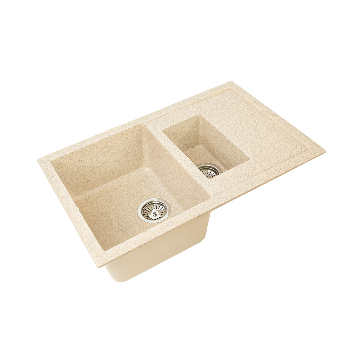 Мойка для кухни врезная искуств. камень gs-21k-328 двойная 775*500 мм, бежевая "granstones"