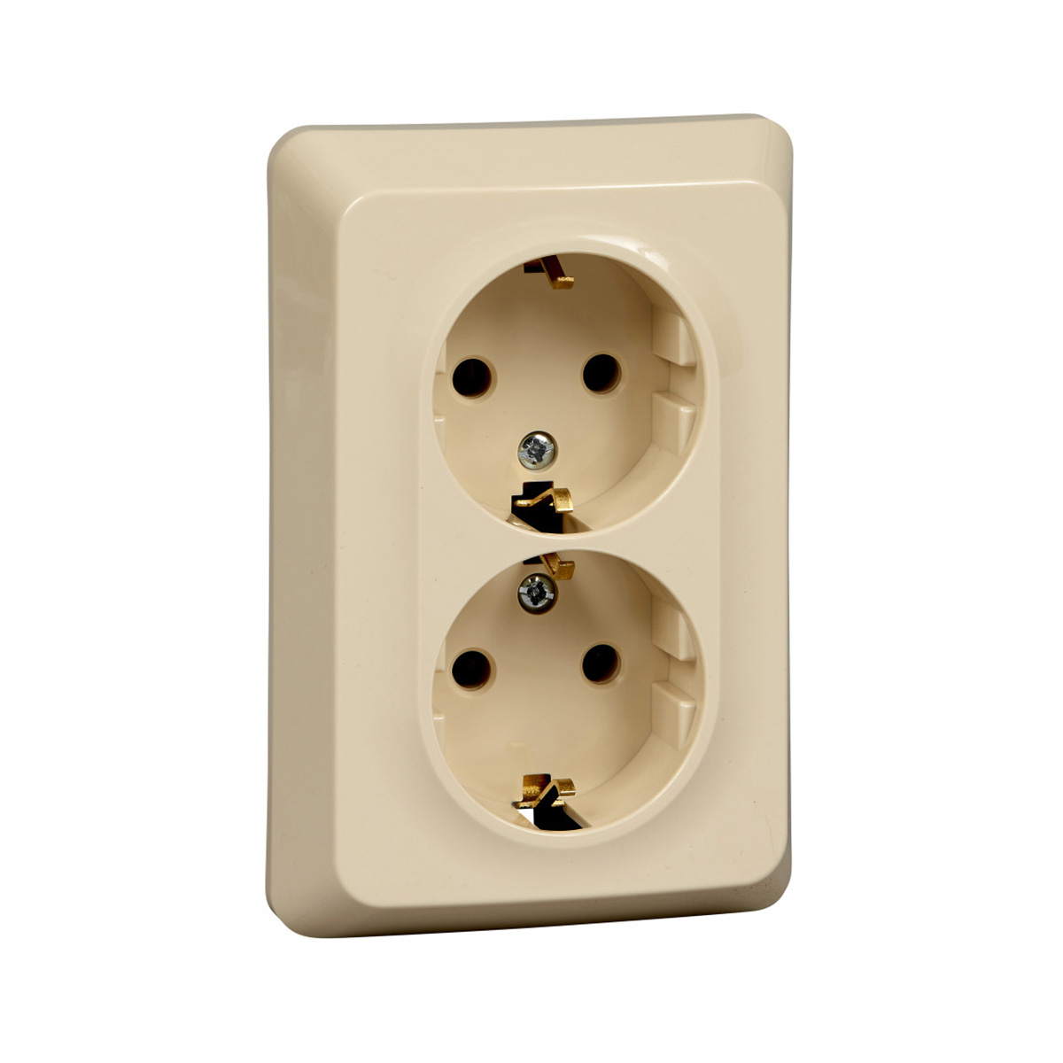 Розетка "этюд" 2-х местн. с заземл. 16а, кремовый (1/10/60) "schneider"