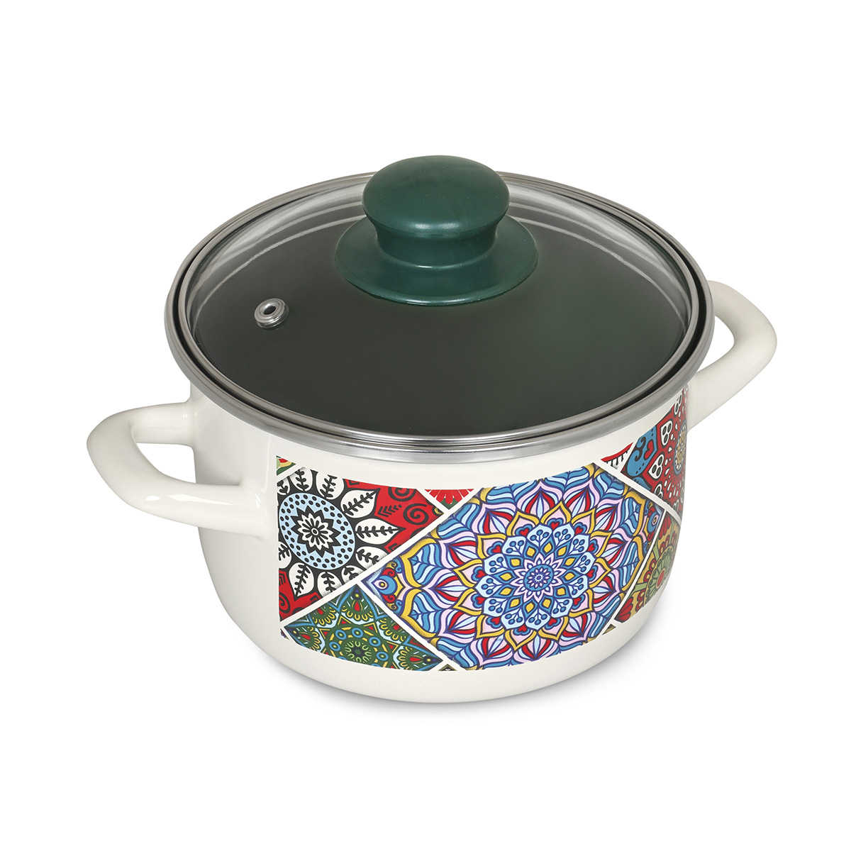 Кастрюля эмалиров. "султана" 3,2 л, 22 см стекл. крышка (1/4) "metrot"