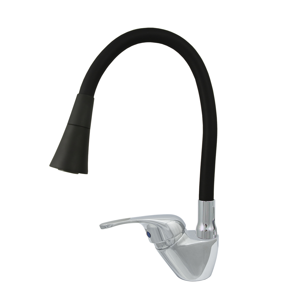 Смеситель для кухни "престиж" цс-см 27/2г d35 м42 bell гибкий силикон. излив (черный) (1/10)