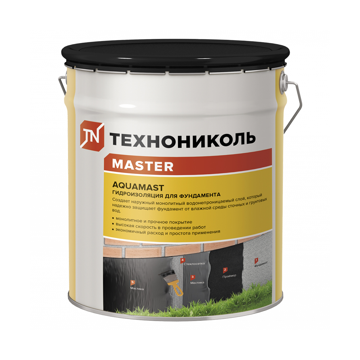 Мастика битумная "aquamast" для фундамента 18 кг (1) "технониколь"
