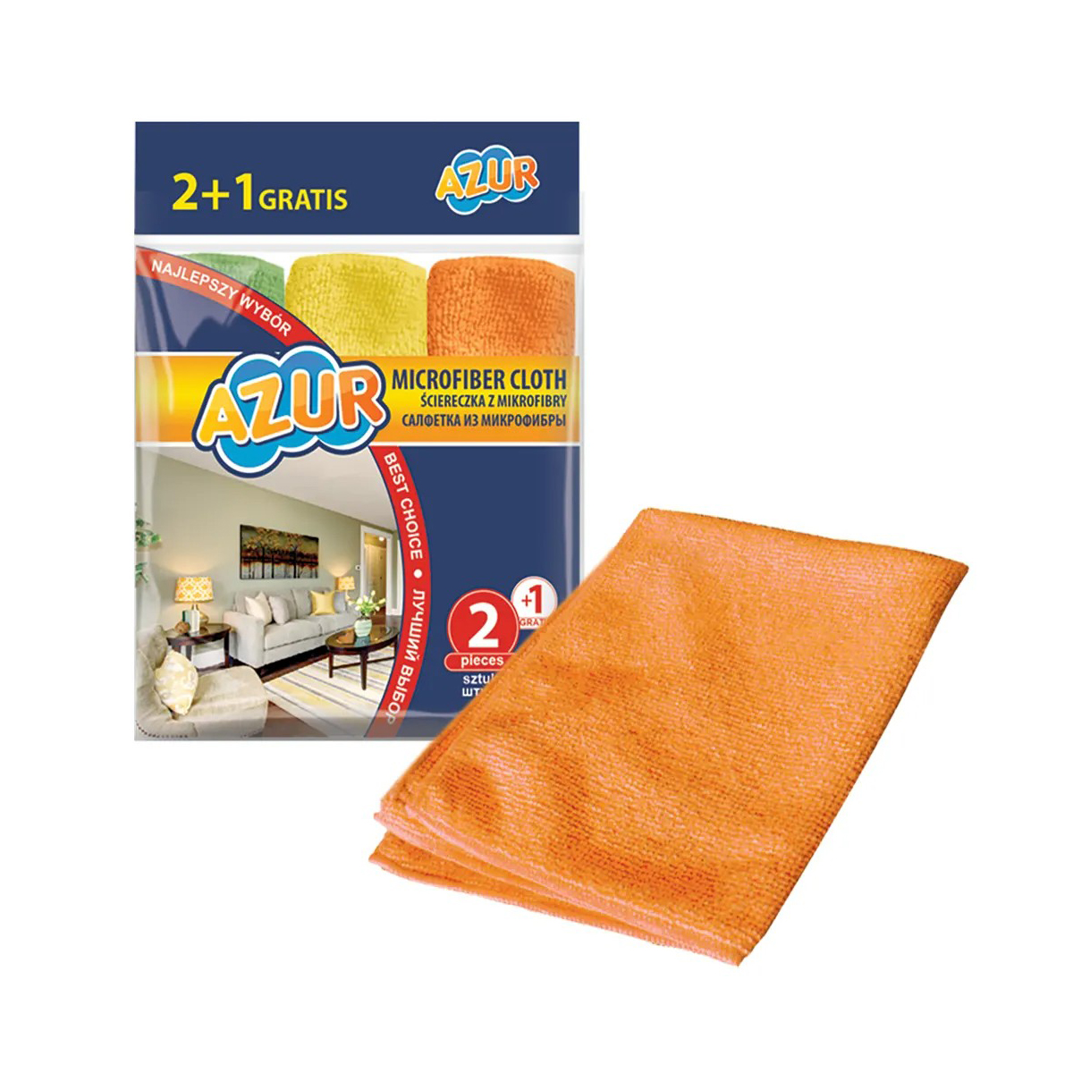 Салфетки "azur" 30*30 см упак. 3 шт. (микрофибра) (1/40) "york"