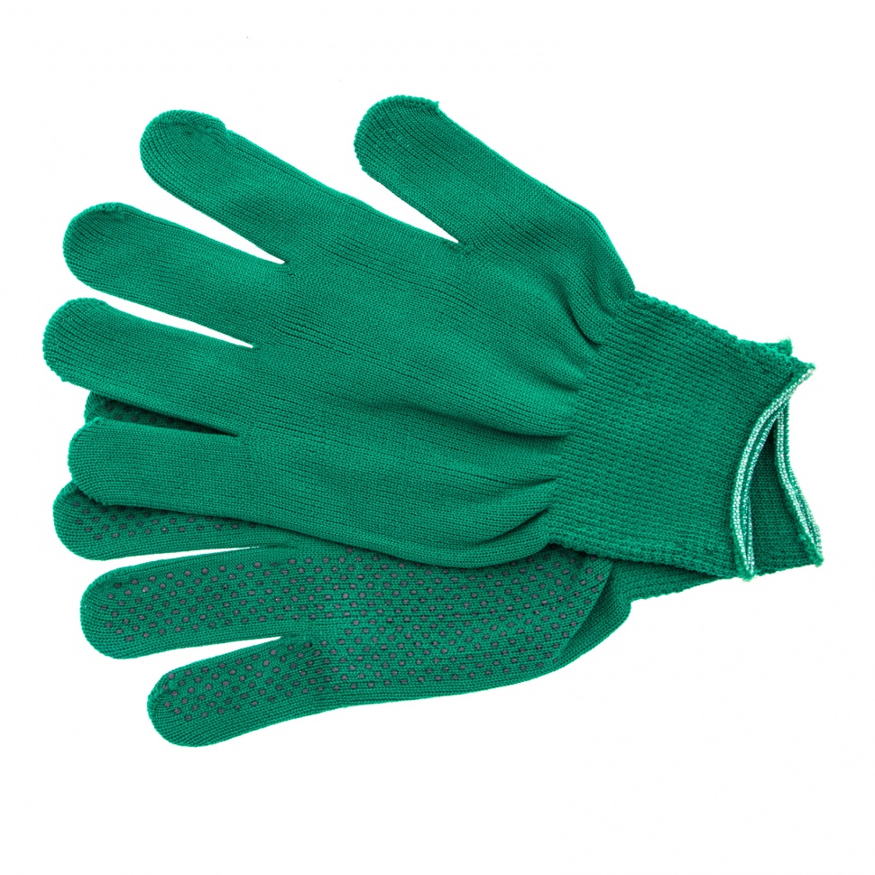 Перчатки Нейлон, ПВХ точка, 13 класс, цвет изумрудный, L (67828)