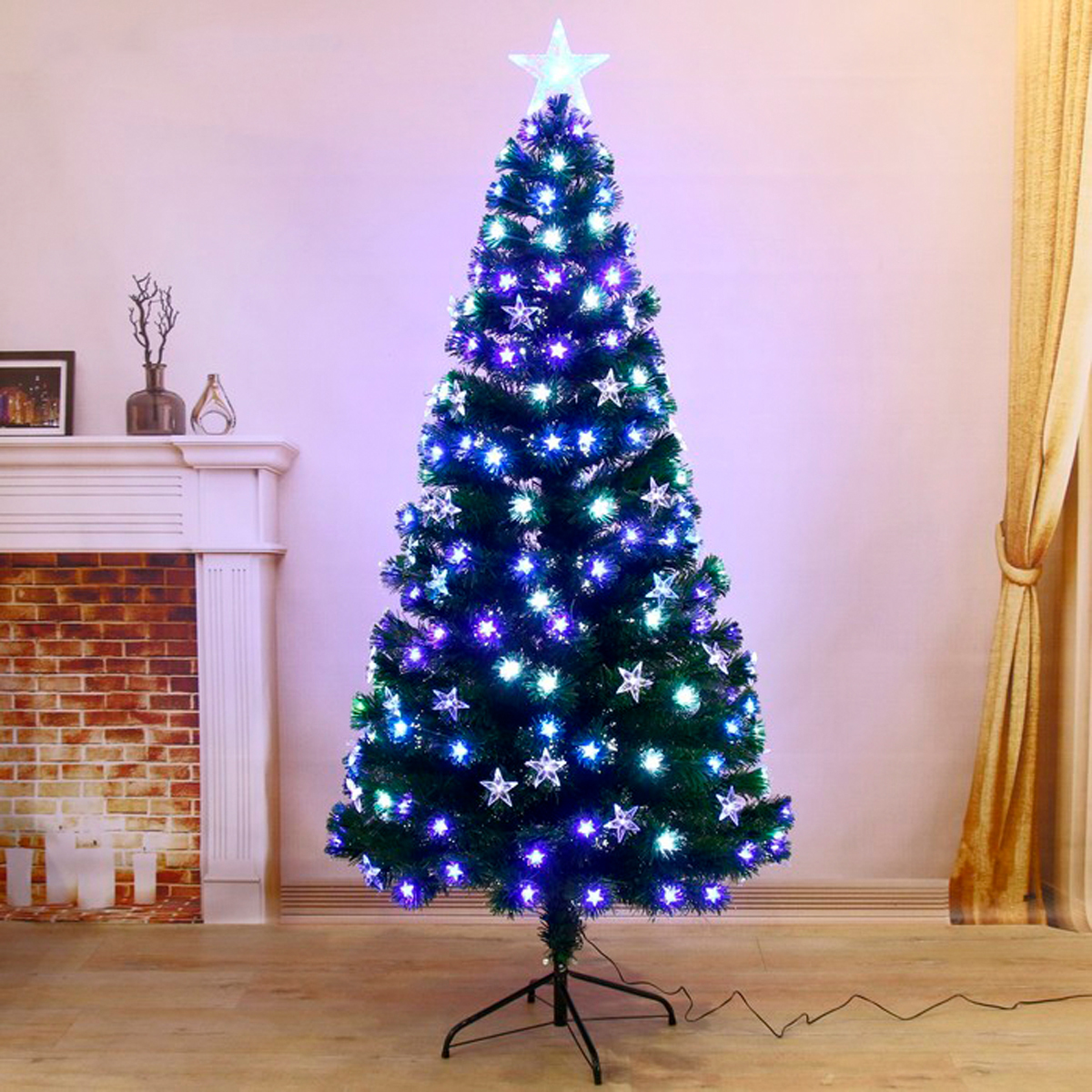 Ель декор. фиброоптич. t908v12-180  180 см, 220 веток (зеленая) "зимнее волшебство" 2338611