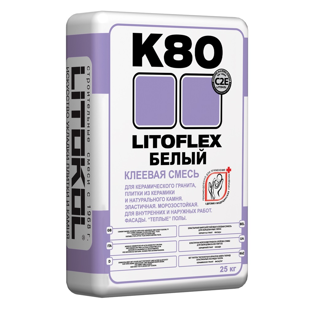 Плиточный клей Литокол К80 Литофлекс белый 25 кг