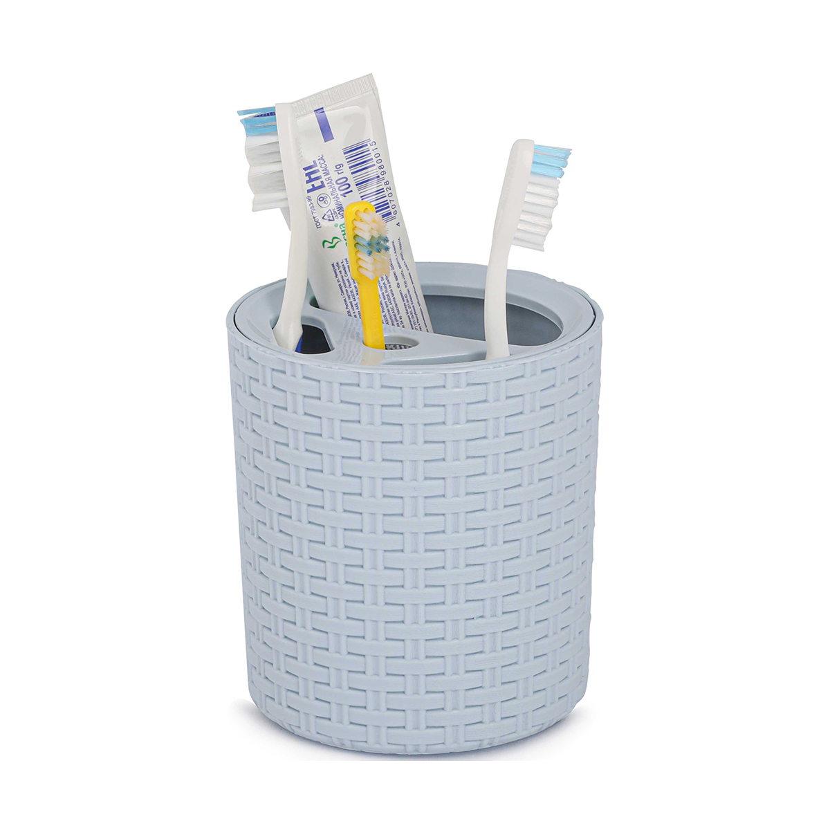 Стакан для ванной комнаты "плетенка" с разделителями, голубой (1/16) "альтернатива" м2533