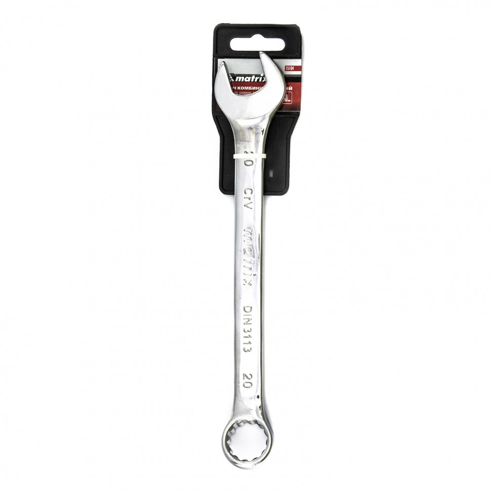 Ключ комбинированный, 20 мм, CrV, полированный хром Matrix (15164)