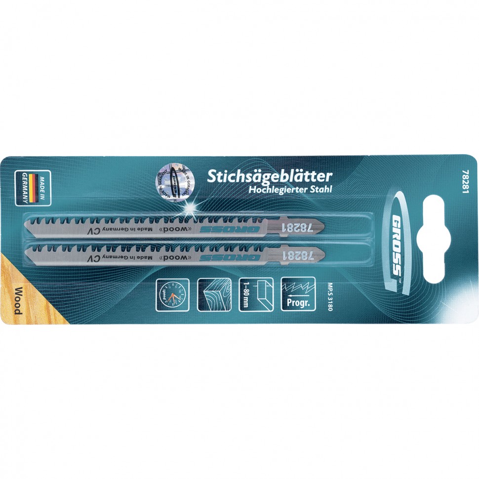Полотна для электролобзика по дереву, 2 шт, ( 3180 ) Gross (78281)