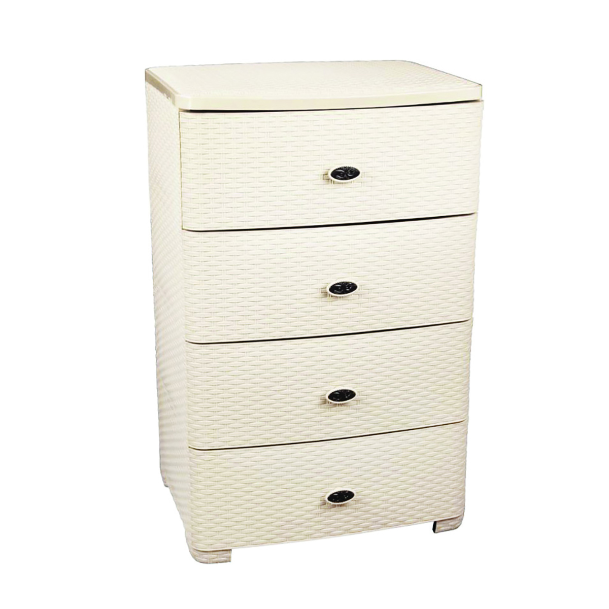 Комод широкий "плетенка" 4-х секционный (слон.кость) (1) "альтернатива" м4059