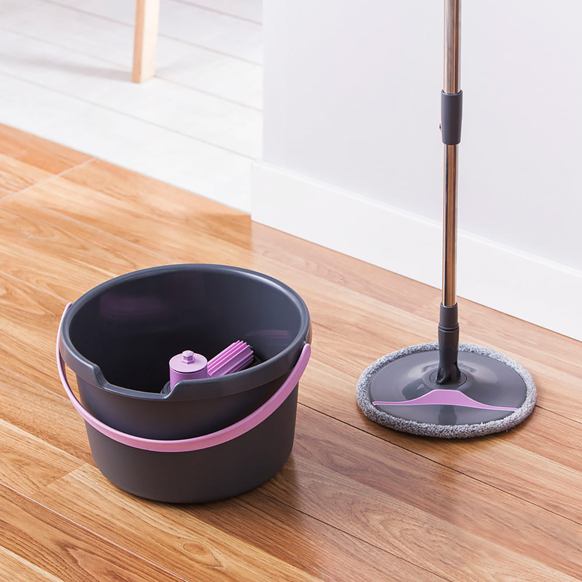 Комплект моп "ролл-ап" вращающийся отжим, швабра круглая (1/4) "york"